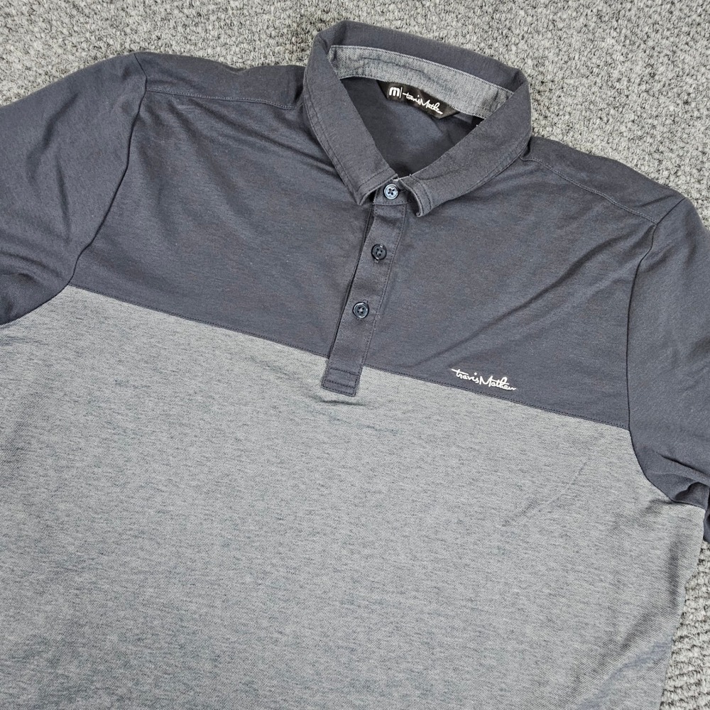Travis Mathew Mens Polo Shirt L Gray Short Sleeve Golf Casual Two‎ Tone Pima